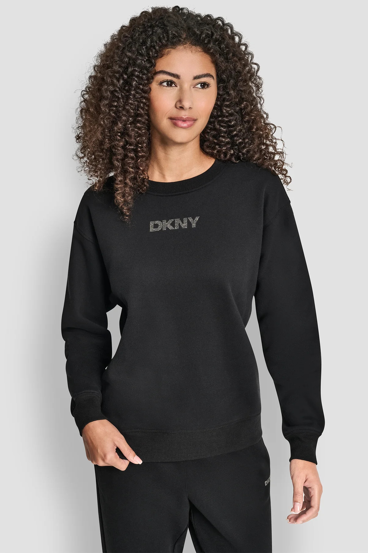 RHINESTONE LOGO NOLITA CREW NECK SWEATSHIRT | DKNY