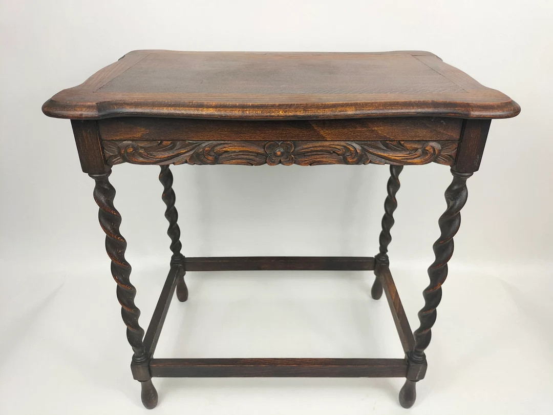 Vintage Wooden Barley Twist Tea Table // England Mid 20th Century - Etsy Canada | Etsy (CAD)