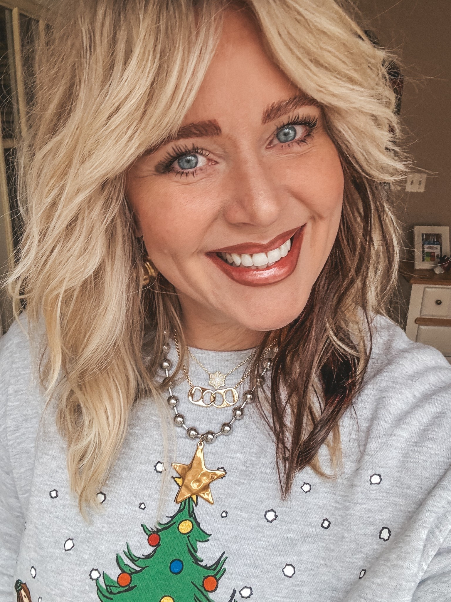 My necklace stack 😍✨
Star necklace is coming soon 
Bottle 
Save on earrings with code MANDIE 

#LTKFindsUnder100 #LTKHoliday #LTKOver40