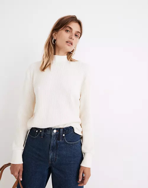 Mockneck Waffle Sweatshirt Tee | Madewell