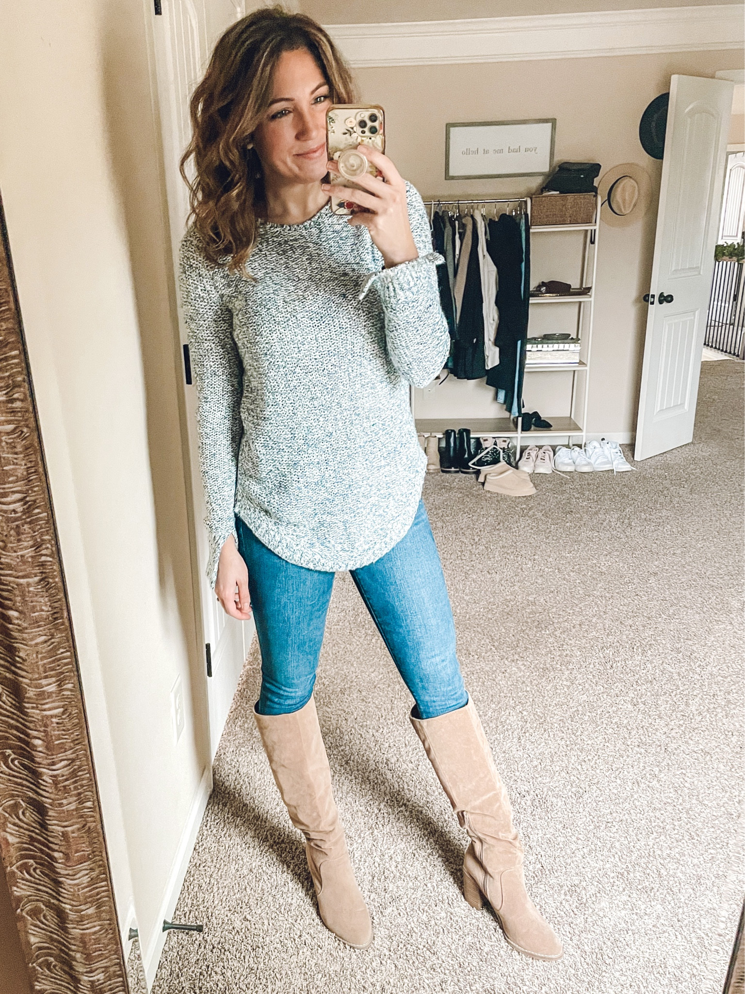 Jeans fit TTS - I prefer the curve love fit. I know skinny jeans are out BUT hear me out, they will always be a great option with oversized sweaters and boots! 

Boots and sweater are old - I linked similar, affordable options! 

#LTKfindsunder100 #LTKshoecrush #LTKfindsunder50