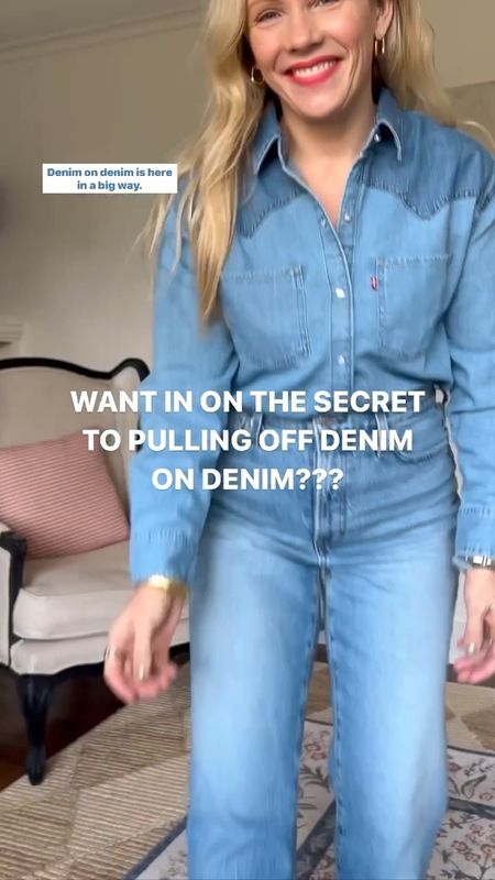 The styling secret to pulling of denim on denim - add color. If it’s a bag, lipstick, shoe, belt, or statement earrings - color will break up the tonal blue and lets you add your personality to the look. 
❤️ CLAIRE LATELY 

Casual classic outfits, weekend, work, spring, Shopbop, chambray, Levi’s 

#LTKVideo #LTKFestival #LTKstyletip