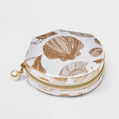 Seashell with Pearl Charm Travel Jewelry Organizer - A New Day™ Ivory/Gold | Target