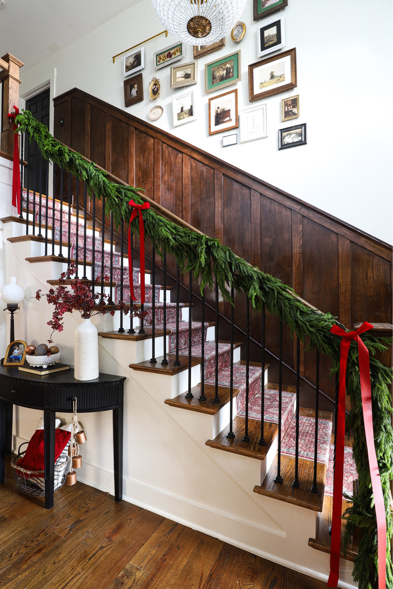 Vintage inspired Christmas decor, staircase garland, Christmas decor, Christmas garland, real feel garland 

#LTKHoliday #LTKWatchNow #LTKHome