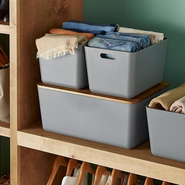 Terra Charcoal Recycled Plastic Bins | The Container Store