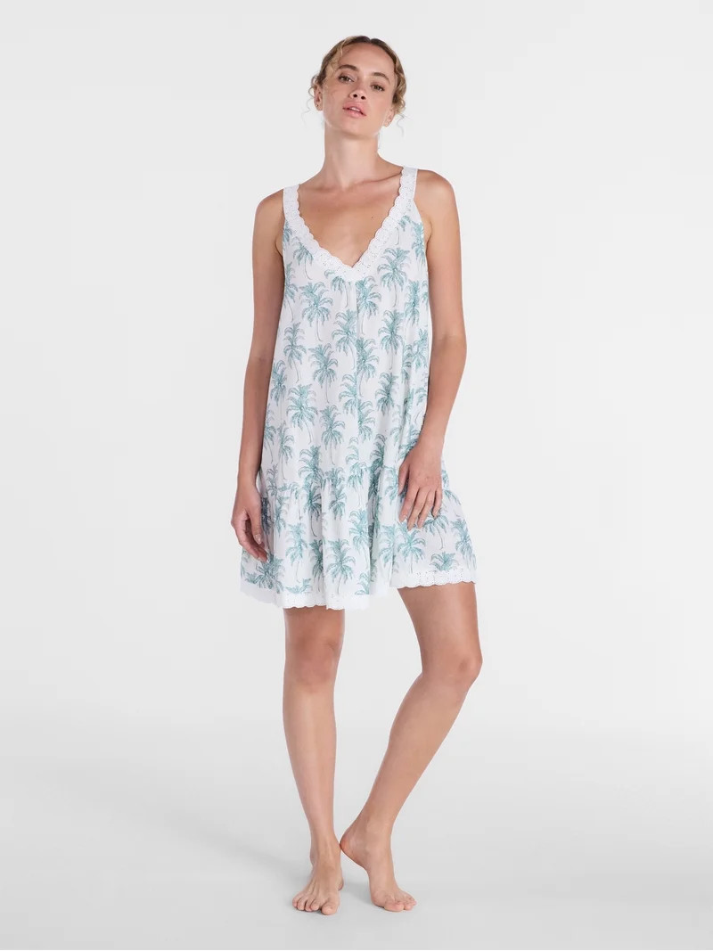 Joyspun Women\u2019s V Neck Woven Sleep Chemise, Sizes XS-3X | Walmart (US)
