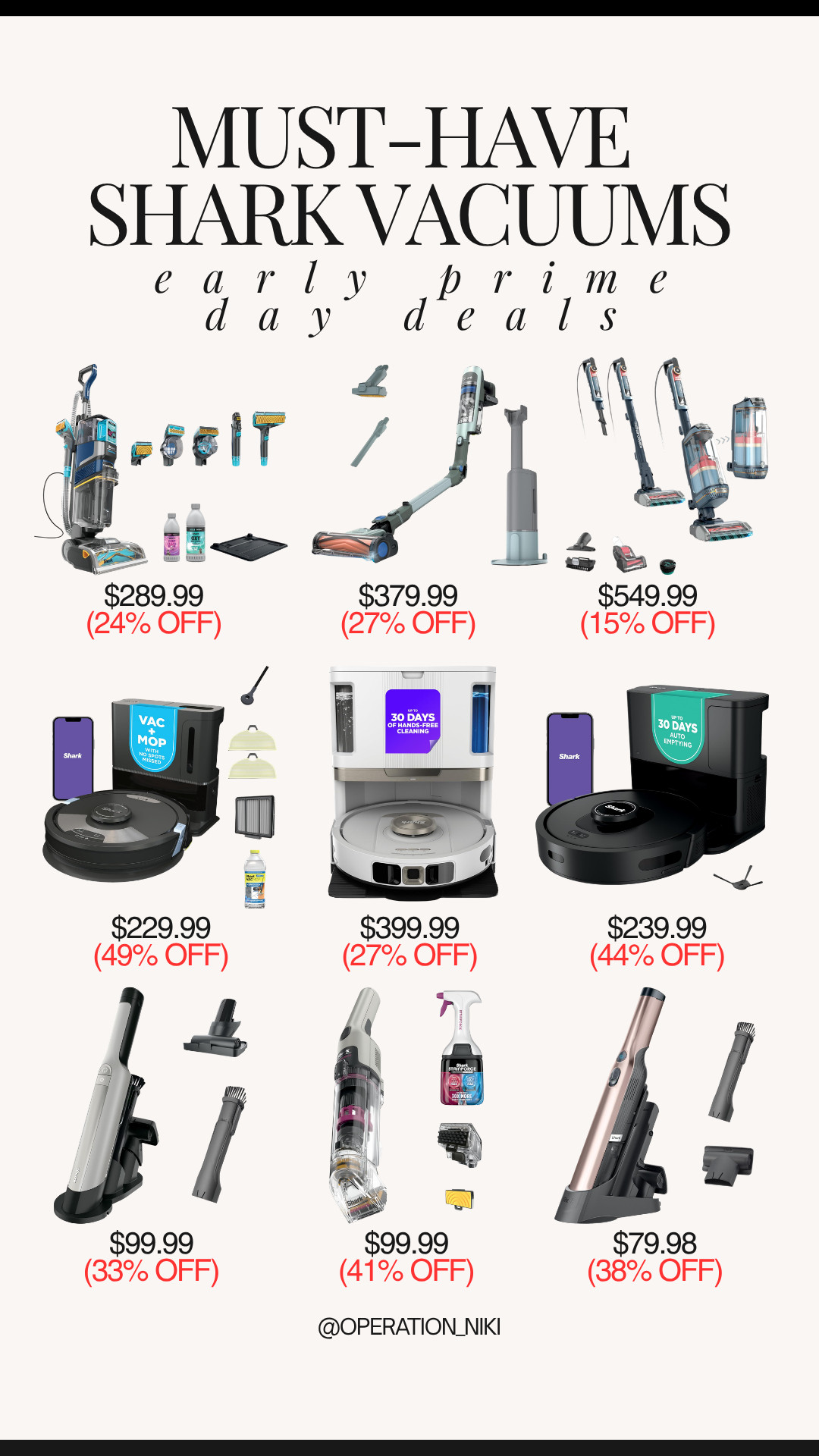 Getting ahead of your fall home reset with top-rated cleaning tools makes maintaining a spotless, cozy home so effortless! 🍂🧹

This early Prime Day lineup features huge savings on essential Shark cleaning tech: heavy-duty upright carpet and floor vacuums, flexible cordless stick vacuums, multi-surface wet-dry floor washers, hands-free self-emptying robot vacuums and robot mop combos, deep-cleaning spot cleaners, and lightweight cordless handheld vacs.

Shop all these early Prime Day Shark vacuum deals linked below! 🛒

Follow for more @OPERATION_NIKI on IG, TikTok, & Facebook

#SharkHome #SharkVacuum #PrimeBigDealDays #EarlyPrimeDeals #OperationNiki #HomeReset #CleaningHacks #AmazonDeals #CozySeason #ShoppingHaul

 

 #LTKHome