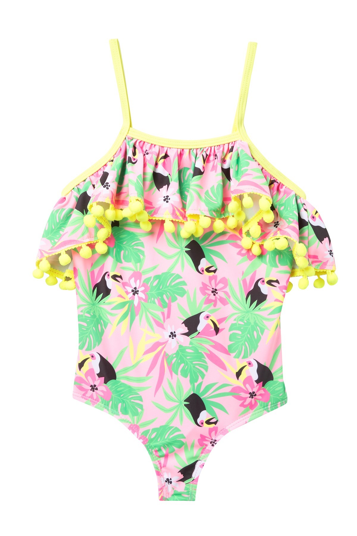 Nicole MillerRuffle Pompom One-Piece Swimsuit (Toddler Girls) | Nordstrom Rack