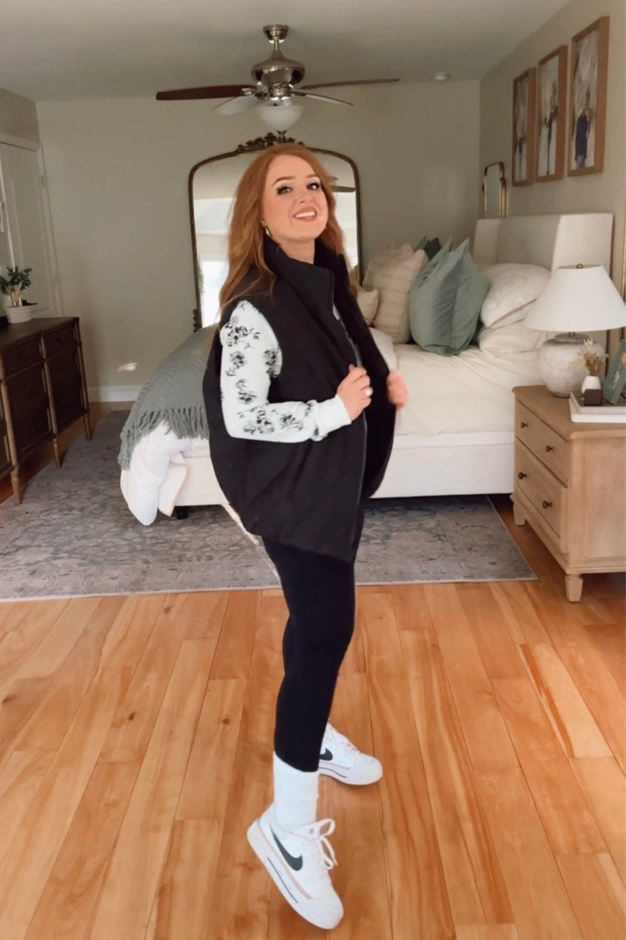 Outfit for a fall evening walk! Pink lily code: AUGUST20 

Wearing a medium in the top and puffer vest (but a small would have been better for the vest!) 

Amazon leggings in small 

#LTKFitness #LTKSeasonal #LTKFindsUnder50