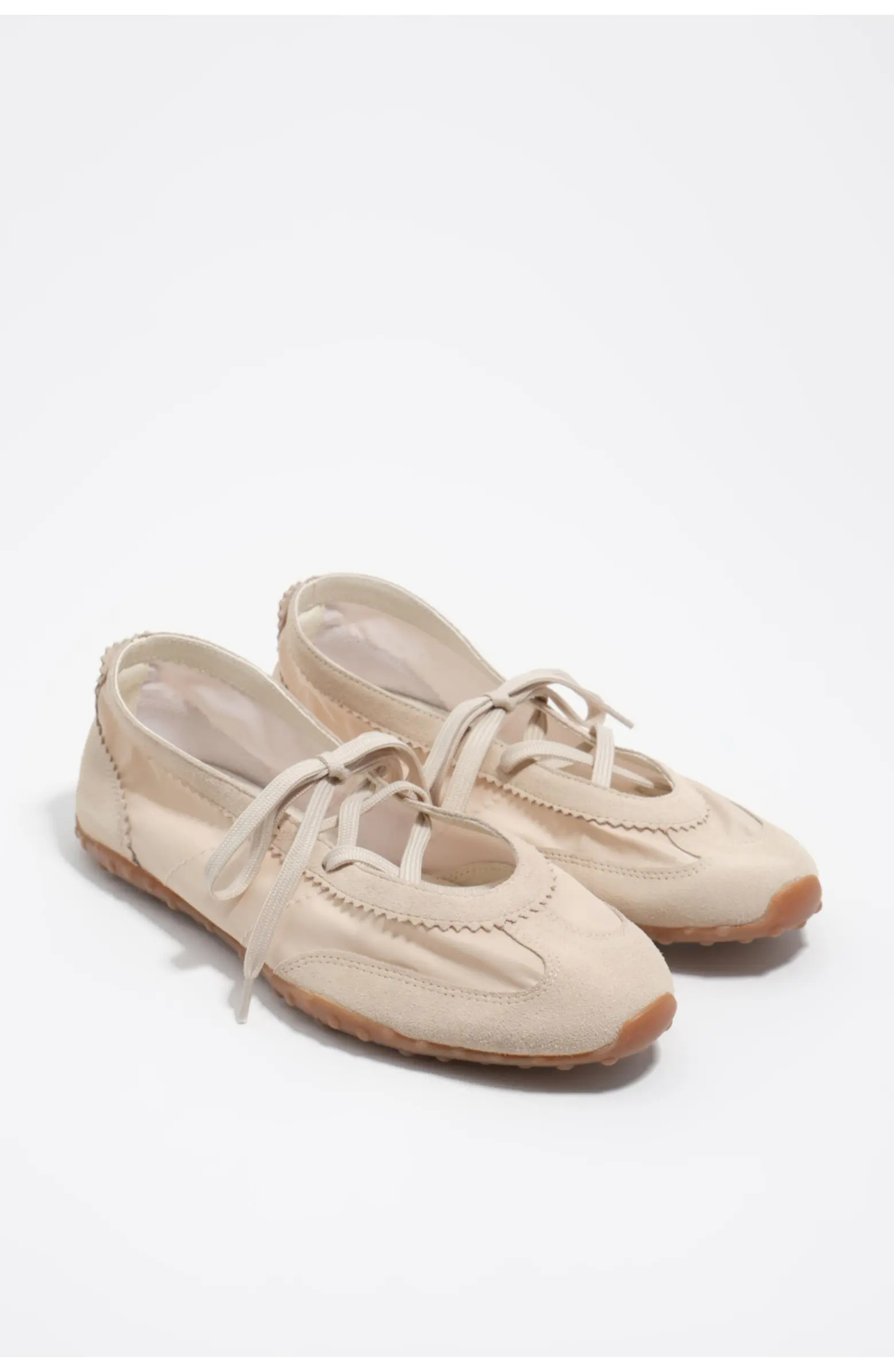 Bimba y Lola Bone-Colored Suede And Nylon 13 10 Sporty Ballerina | Nordstrom | Nordstrom