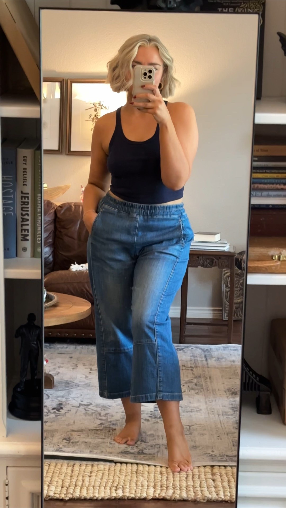 My absolutely favorite stretch barrel jeans from Anthropologie are 30% off today for Cyber Monday! They run big so I recommend sizing down — I’m wearing a Medium  