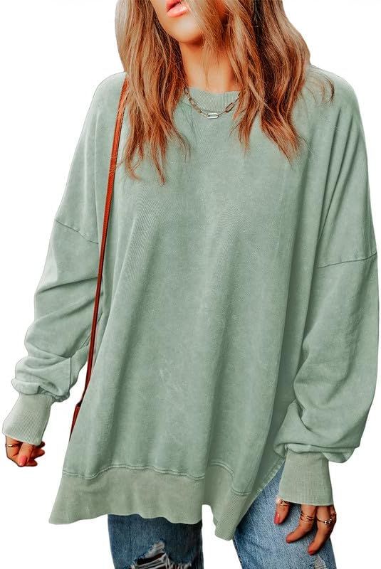 SHEWIN Womens Sweatshirt Casual Long Sleeve Crewneck Lightweight Pullover Tops Loose Sweatshirts | Amazon (US)