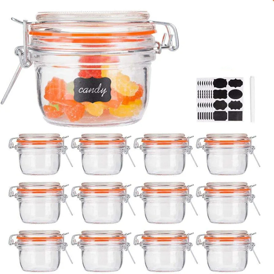 Encheng Small Glass Jars With Airtight Lids, Glass Spice Jars 5 oz,Maosn Jars With Leak Proof Rub... | Amazon (CA)