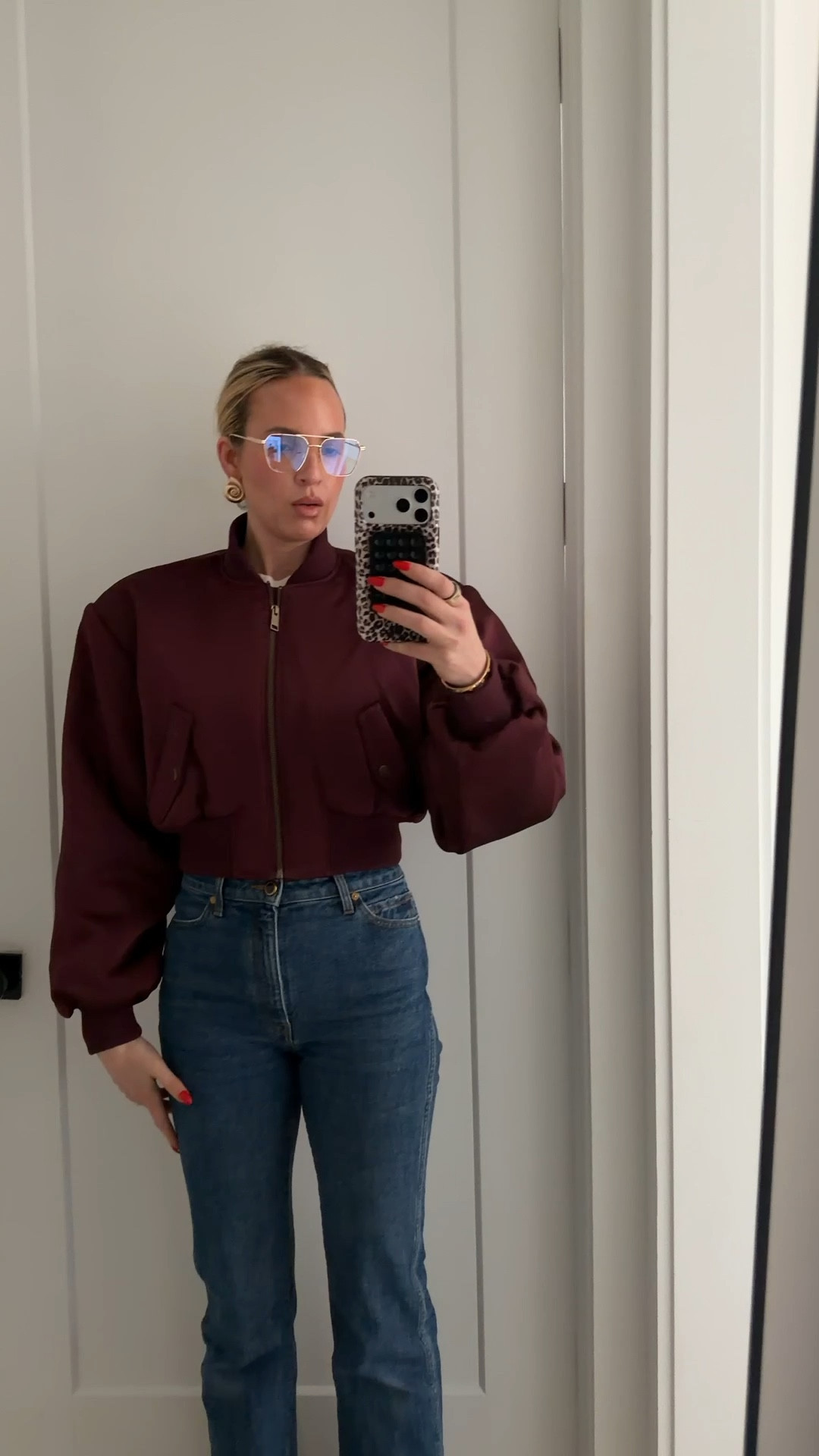 Wait, I just realized someone told me that you don’t pronounce it bomber and it’s pronounced bomer. Is that true??￼🤔😬 anyway I’m wearing a small in it. Jeans run tts and so do the loafers. ￼

#LTKOver40 #LTKTall #LTKootd