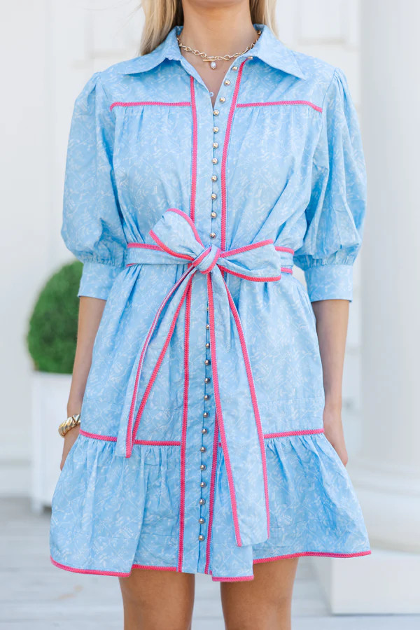 Gather Round Light Blue Toile Dress | The Mint Julep Boutique