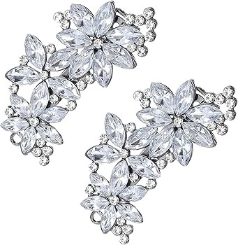 2 PCS Rhinestone Hair Clips, Silver Bling Crystal Hair Clips for Women, Rhinestone Diamond Barret... | Amazon (US)