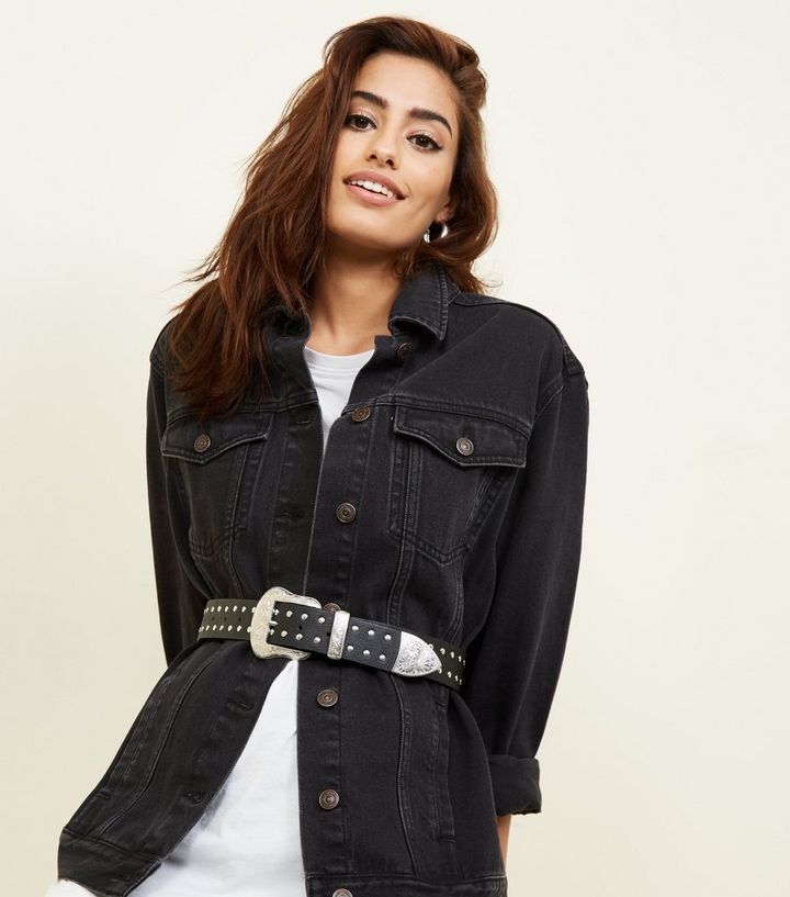 Ceinture noire cloutée style Western | New Look FR