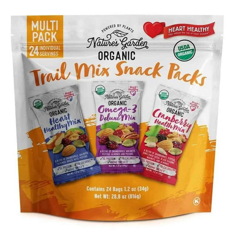 Natures Garden Organic Trail Mix Snack Packs Multi Pack 1.2 oz - Pack of 24 - Walmart.com | Walmart (US)