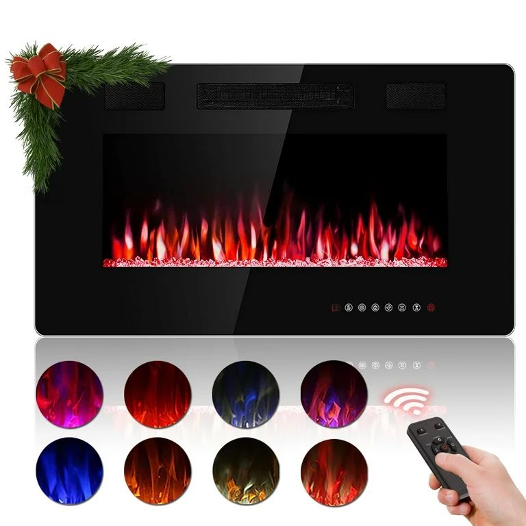 KISSAIR 30" Electric Fireplace in-Wall Recessed and Wall Mounted 1500W Fireplace Heater and Linea... | Walmart (US)