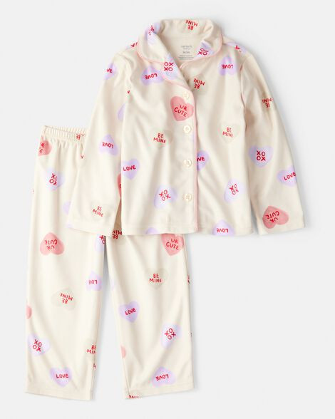 Carter's Toddler Girls Girl Candy Hearts Fleece Loose Fit 2-Piece Pajamas - Ivory 2T Cream | Carter's Inc