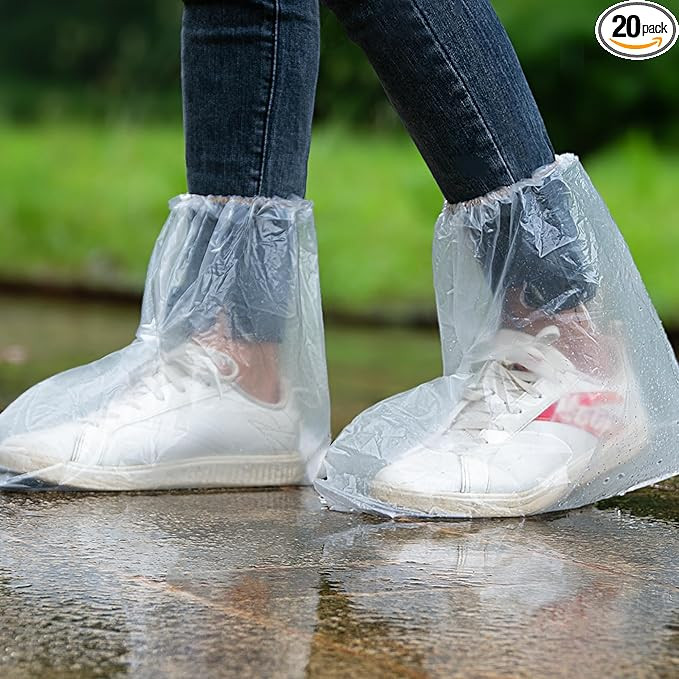 10 Pairs Disposable Waterproof Shoe Covers for Rain - Plastic Rain Shoe Covers - Non-Slip Indoor ... | Amazon (US)