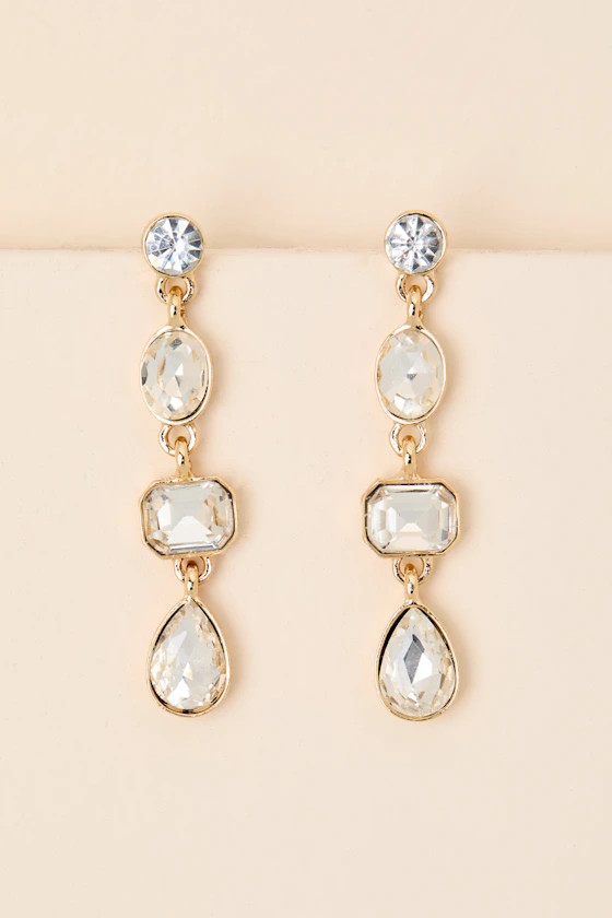 Precise Radiance Clear Rhinestone Drop Earrings | Lulus
