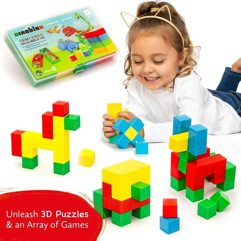 JitteryGit Dinosaur Magnetic Blocks Puzzle | 40 Educational STEM Magnets for Kids | Learning Toy ... | Walmart (US)
