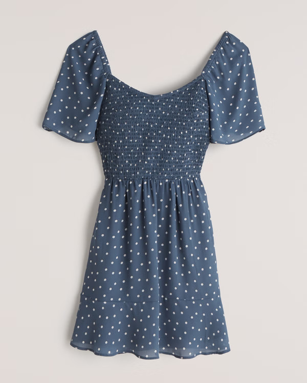 Flutter Sleeve Smocked Mini Dress | Abercrombie & Fitch (US)