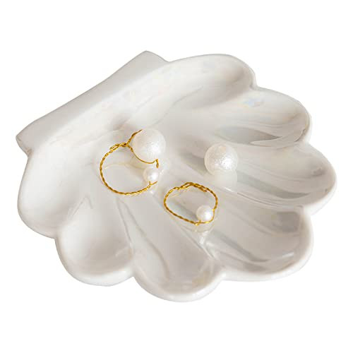 Shell Trinket Dish, Ceramic Ring Holder/Jewelry Tray, Cute Organizer Plate Vanity Decorations Acc... | Amazon (US)