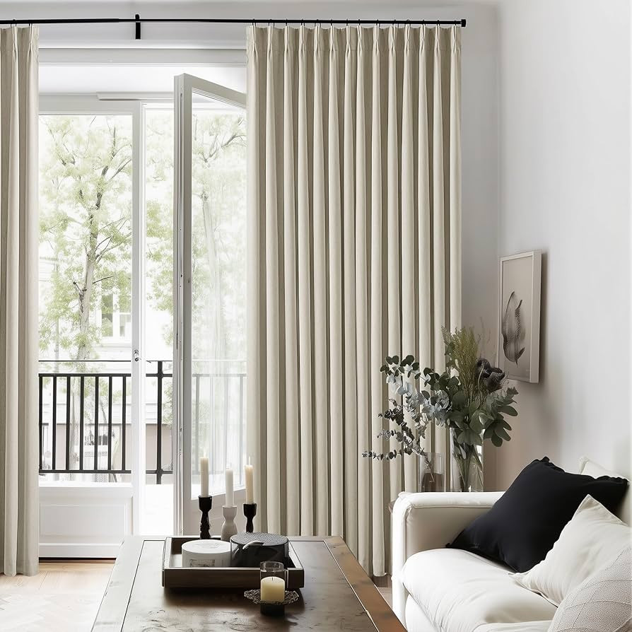 126 Inch Pinch Pleated Linen Blackout Curtains 2 Panels Taupe for Living Room Bedroom Thermal Ins... | Amazon (US)