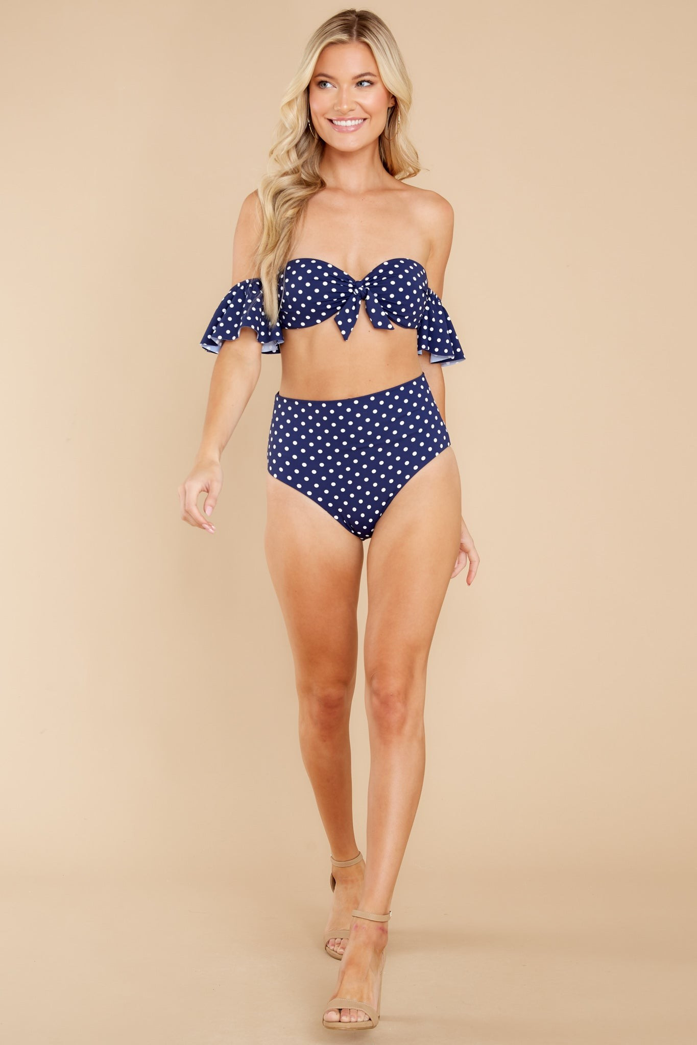 Always In The Sun Navy Polka Dot Bikini Top | Red Dress 