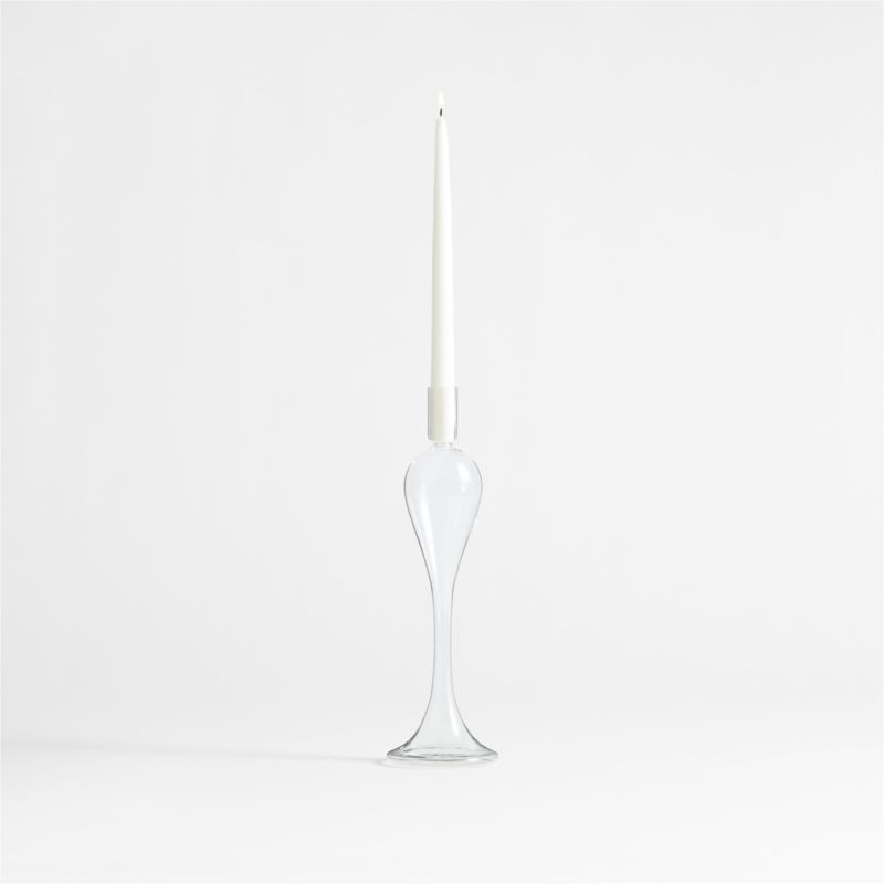 Milano Small Clear Glass Taper Candle Holder 14" + Reviews | Crate & Barrel | Crate & Barrel
