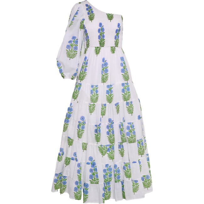 Women's Athena One-Shoulder Tired Dress, China Blue | Maisonette