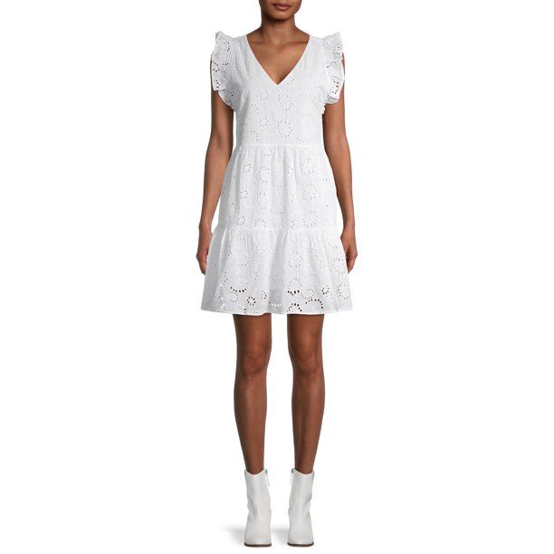 Time and Tru Women's Flutter Sleeve Dress | Walmart (US)