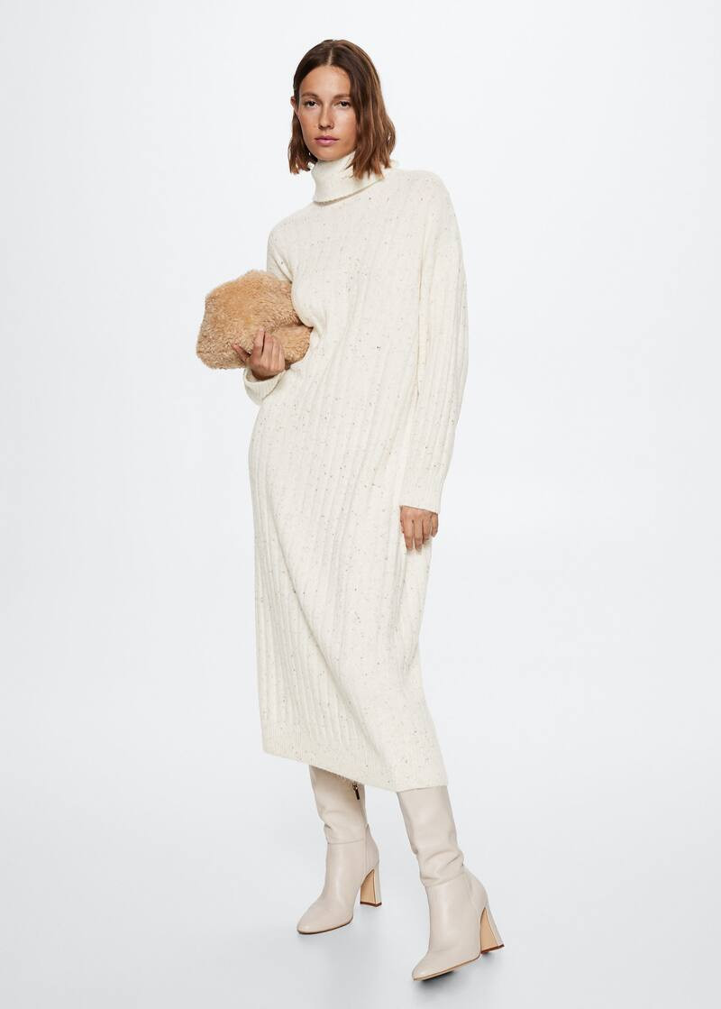 Ribbed Turtleneck Long Dress | MANGO (US)