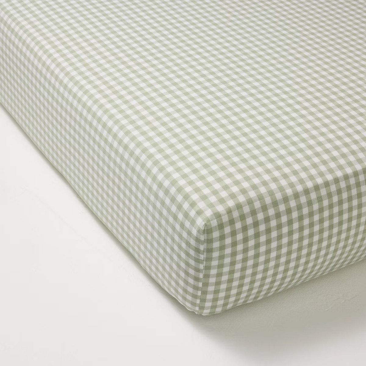 Gingham Woven Fitted Sheet Green - Hearth & Hand™ with Magnolia | Target