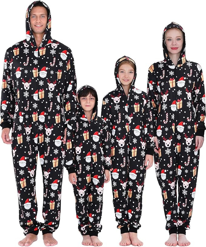 YEAXLUD Matching Christmas Pajamas for Family Couples Womens Sleepwear Mens Xmas One Piece Pjs On... | Amazon (US)