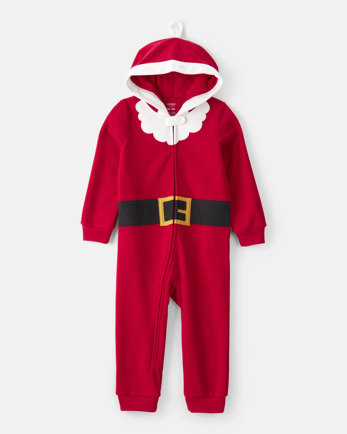 Toddler Santa Fleece Hooded Zip-Up 1-Piece Pajama Jumpsuit - Red | Carter's Inc