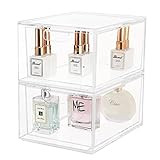 Yieach 2 Pack Stackable Makeup Organizer Storage Drawers 4.5'' Tall Acrylic Cosmetic Display Case Cl | Amazon (US)