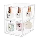 Yieach 2 Pack Stackable Makeup Organizer Storage Drawers 4.5'' Tall Acrylic Cosmetic Display Case Cl | Amazon (US)