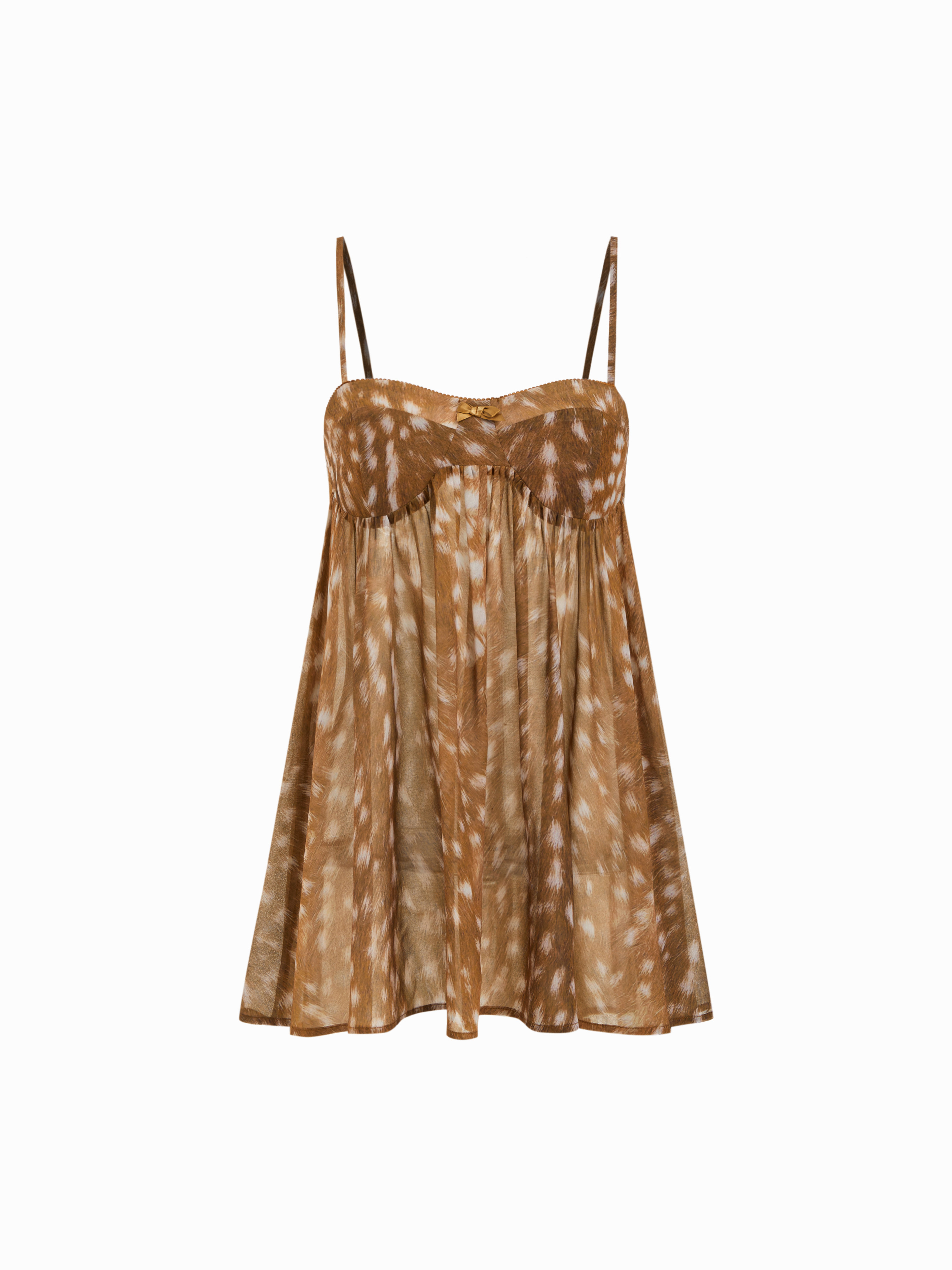 Valentine Chiffon Chiffon Leopard Bowknot Oversized Mini Nightdress For Date | Cider