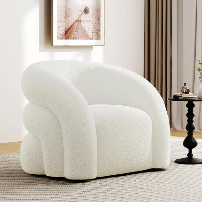 Swivel Accent Chair with Sherpa Teddy Fabric - Modern Round Armchair for Living Room, 360\u00b0Sw... | Amazon (US)