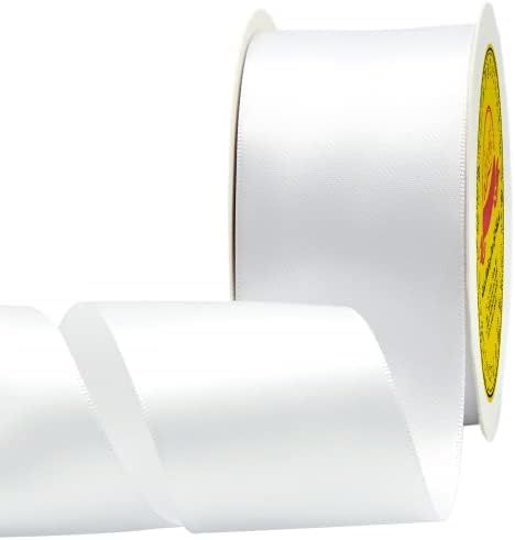 Amazon.com : LEEQE Double Face Satin Ribbon 2 inch X 25 Yards Polyester White Ribbon for Gift Wrappi | Amazon (US)