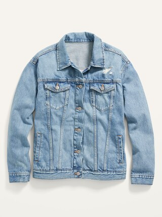Boyfriend Distressed Light-Wash Jean Jacket for Women | Old Navy (US)
