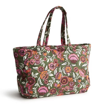 Vera Bradley Women's Nylon Knollton Travel Tote Bag Bubbly Flowers Green | Target