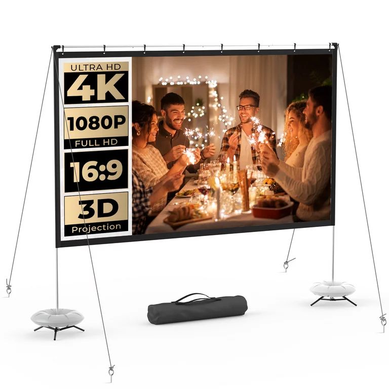 Portable Projector Screen with Stand, WEWATCH 120 inch Foldable Projection Screen 16:9, 4K HD Out... | Walmart (US)