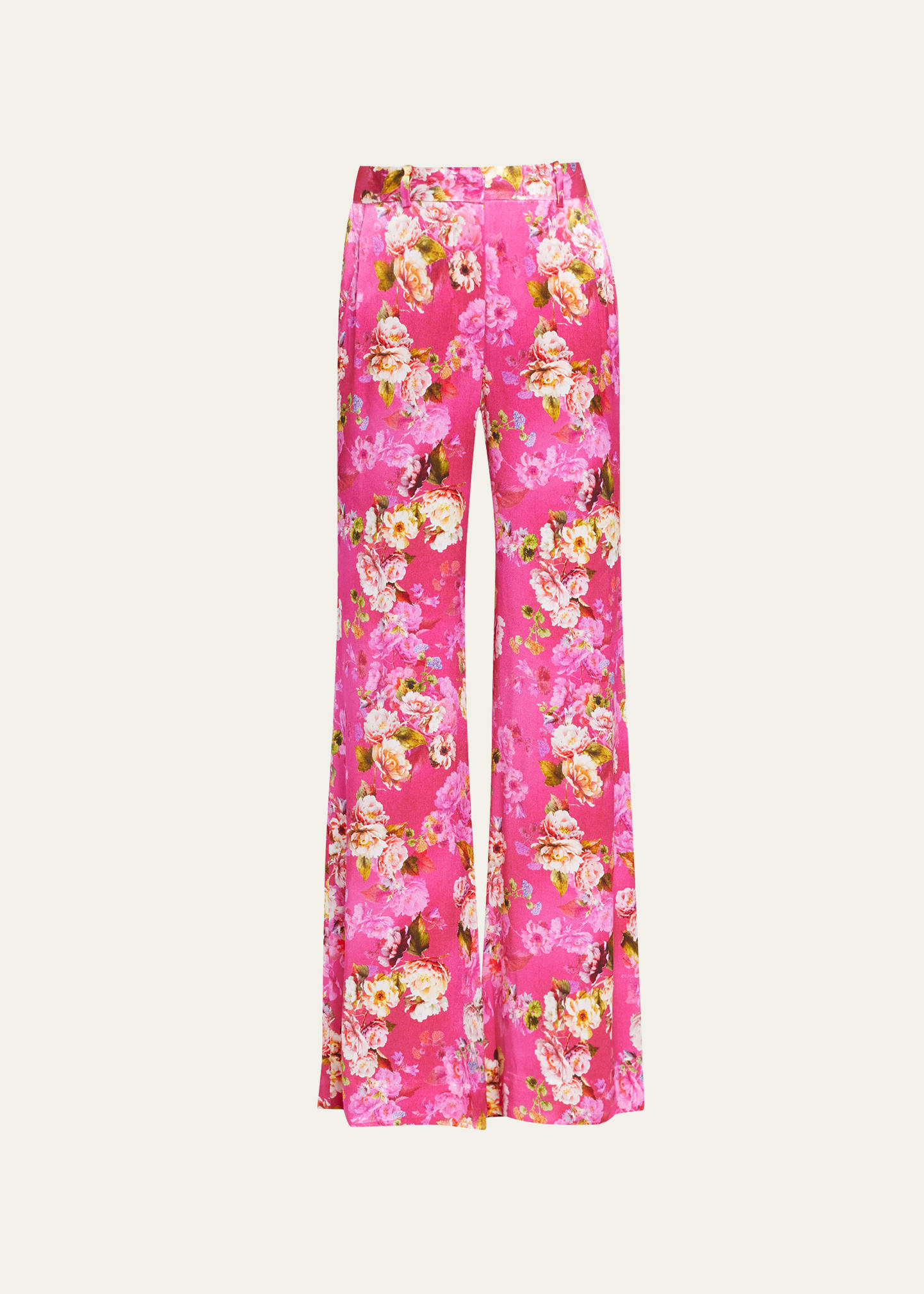 L'Agence Floral Satin Pilar Wide-Leg Pants | Bergdorf Goodman