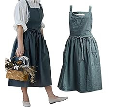 SF-ZXTINP Cotton and linen Kitchen Cooking Aprons Dress for Women with Pockets Cute for Baking Pa... | Amazon (US)