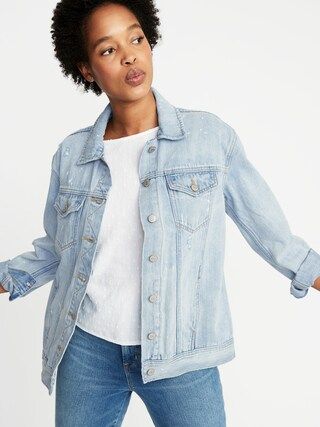 Distressed Boyfriend Jean Jacket For Women | Old Navy (US)