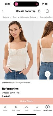 Reformation, Odessa Satin Top, White, 10, New w Tags | eBay US